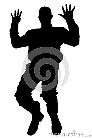 Silhouette With Clipping Path of Man Falling Stock Photo