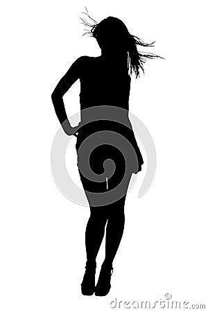 Silhouette With Clipping Path of Female Model Stock Photo