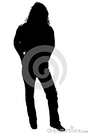 Silhouette With Clipping Path of Woman Standing Stock Photo