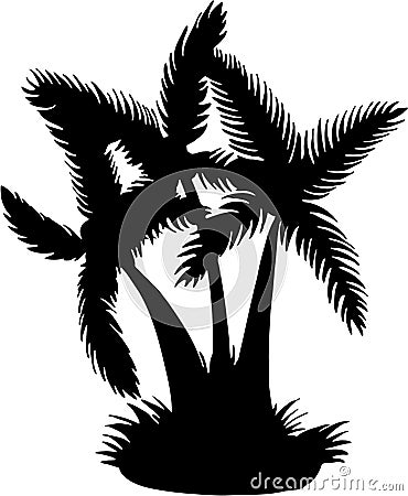 Silhouette Coconut Tree Vector Vector Illustration