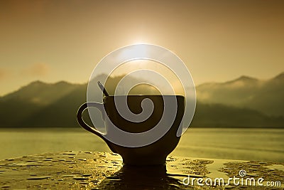 Silhouette Coffee Stock Photo