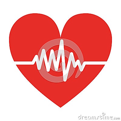 Silhouette color heart beat pulse Vector Illustration