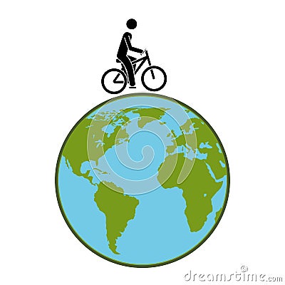 Silhouette color with and man in eco bike Vector Illustration