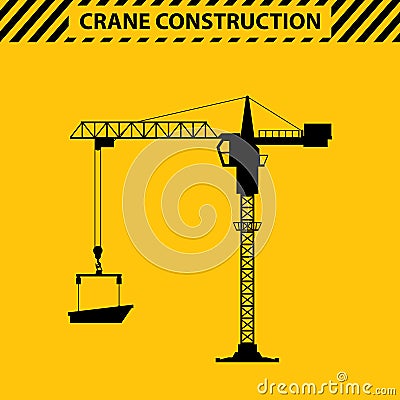 Silhouette construction cranes tower flat style Vector Illustration