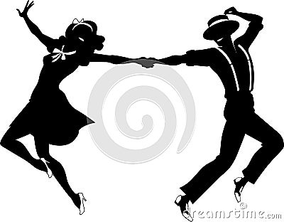 Silhouette of a couple dancing Vector Illustration