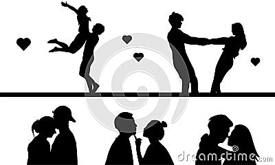 silhouette of a couple Vector Illustration