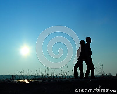 Silhouette of couple Stock Photo