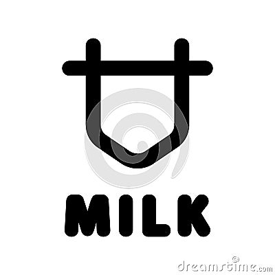 Silhouette of cow head. Milk icon. Linear logo for farm dairy products. Black simple illustration of farming. Contour isolated Vector Illustration
