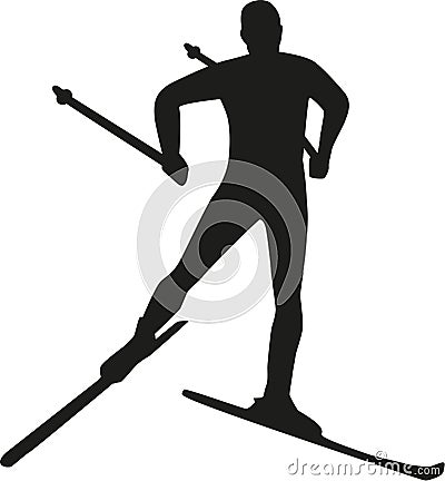 Silhouette cross country skiing Vector Illustration