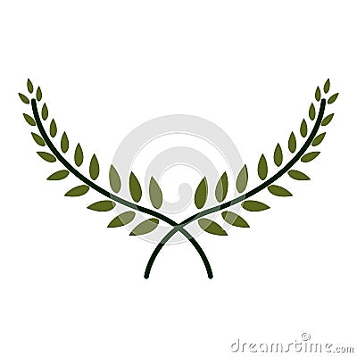 Silhouette with crossed branchs with leaves Vector Illustration