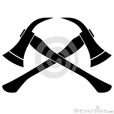 Silhouette of Crossed Firefighters Axes Vector Illustration