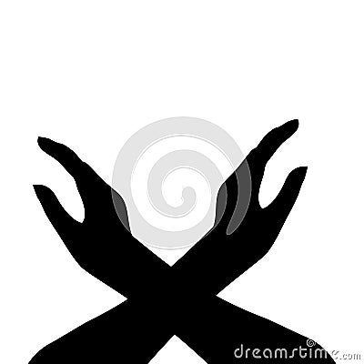 Silhouette crossed hands. Symbol rejection Vector Illustration