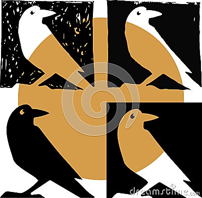 Silhouette of the crow in vector Vector Illustration