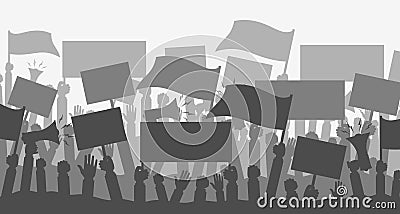 Silhouette crowd of people protesters Vector Illustration