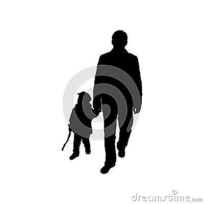 Silhouette of dad and baby son. Vector Vector Illustration