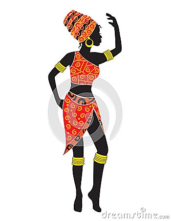 Silhouette of dancing African woman Vector Illustration
