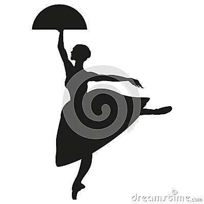 Silhouette of a dancing ballerina. Isolated background, white .sketch , vector grace . Vector Illustration