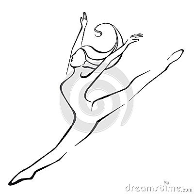 Silhouette of a dancing girl. Jump. Vector Illustration