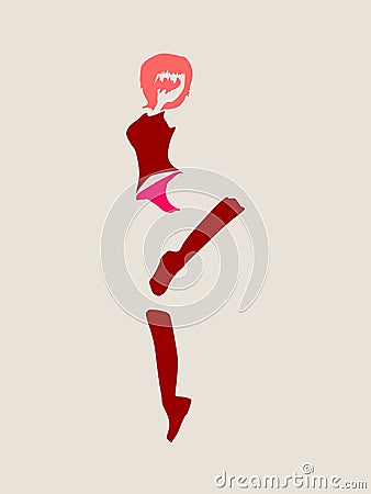 Silhouette of a dancing girl Vector Illustration