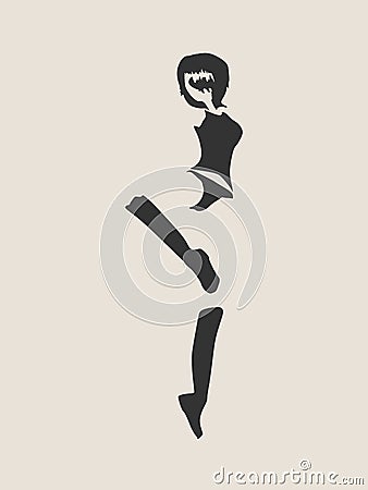 Silhouette of a dancing girl Vector Illustration