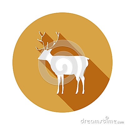 silhouette of a deer icon in Flat, Long shadow Stock Photo
