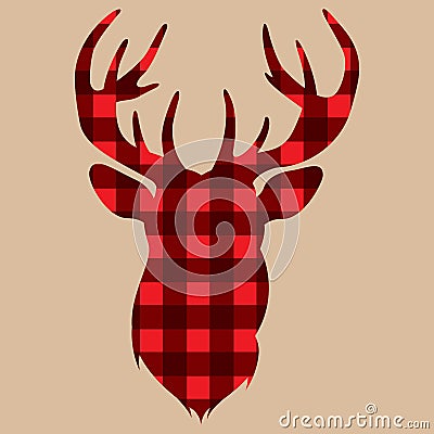 Silhouette of deer on vintage colored lambrajack background Vector Illustration