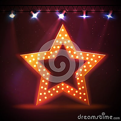 Silhouette of disco star retro sign Vector Illustration