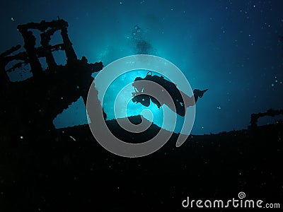 Silhouette Diver Stock Photo