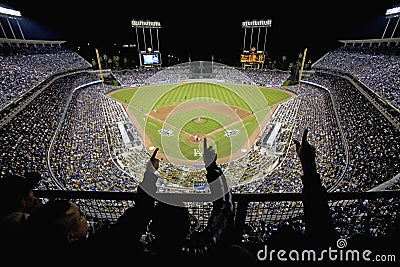 Silhouette of Dodger fans Editorial Stock Photo