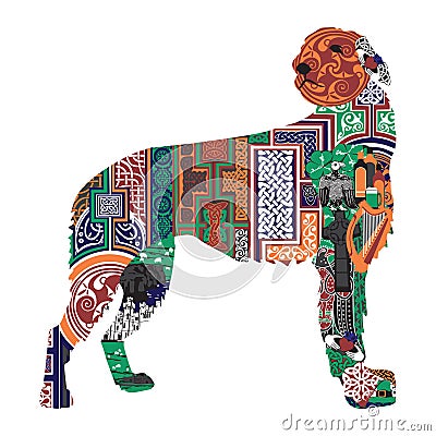 Silhouette of a dog with the Irish designs Vector Illustration