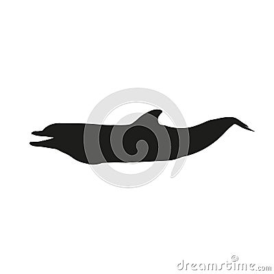 Silhouette of dolphin, vector in flat style Vector Illustration