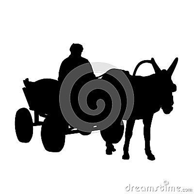 Silhouette,donkey and cart Stock Photo