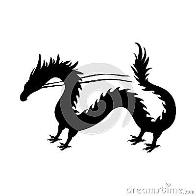 Silhouette dragon. Oriental folklore and mythology. Vector Illustration