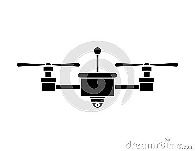 Silhouette drone with camera and two airscrew Vector Illustration