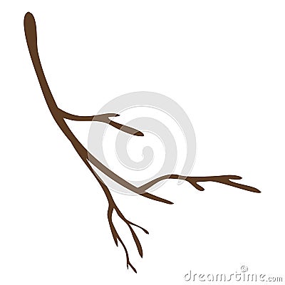 Silhouette of dry autumn seasonal elegant brown branch Vector Illustration