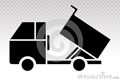 Silhouette dump truck - heavy equipment vehicles flat icon for apps or website Vector Illustration