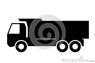 Silhouette of a dump truck on white background. Vector Illustration