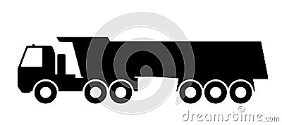 Silhouette of a dump truck on white background. Vector Illustration