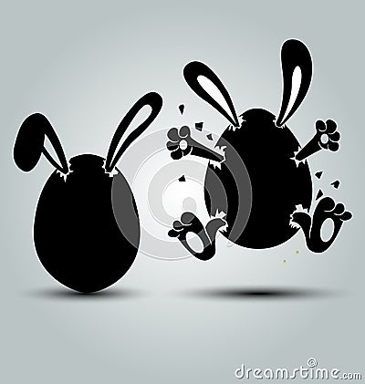 Silhouette Easter bunny Vector Illustration