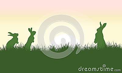 Silhouette of easter egg at sunrise Vector Illustration