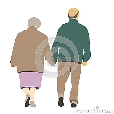 Silhouette Elderly Walking 1 vector Stock Photo