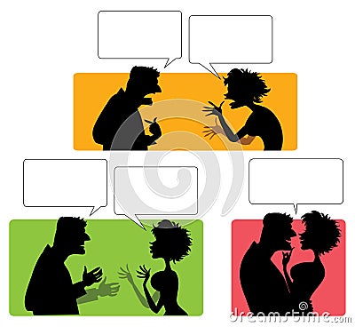 Silhouette of emotional couple Vector Illustration