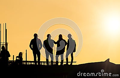 Silhouette of engineers at construction site Editorial Stock Photo