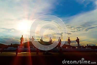 Silhouette in the evening at Rajarhat Park, a new attraction of Editorial Stock Photo