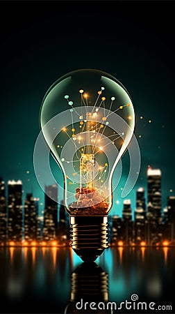 Silhouette executive grips innovative bulb, growth graph symbolizing business success Stock Photo