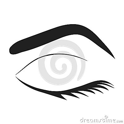 Silhouette of eye lashes and eyebrow, stock vector illustration Vector Illustration