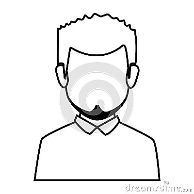 Silhouette faceless half body man with beard Vector Illustration