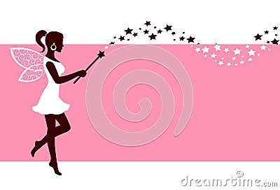 Silhouette of fairy with magic wand Vector Illustration