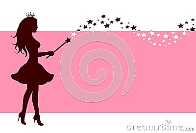 Silhouette of fairy with magic wand Vector Illustration