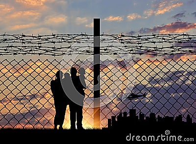 Silhouette of a family with children Stock Photo